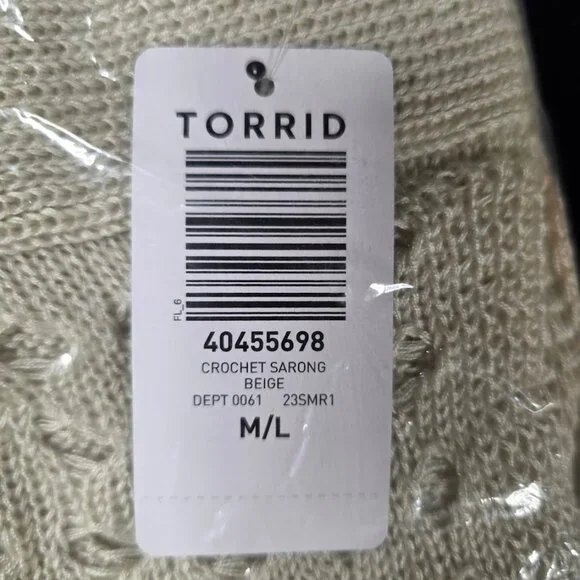 NWT Torrid Crochet Sarong Cover-Up M/L - Picture 5 of 5